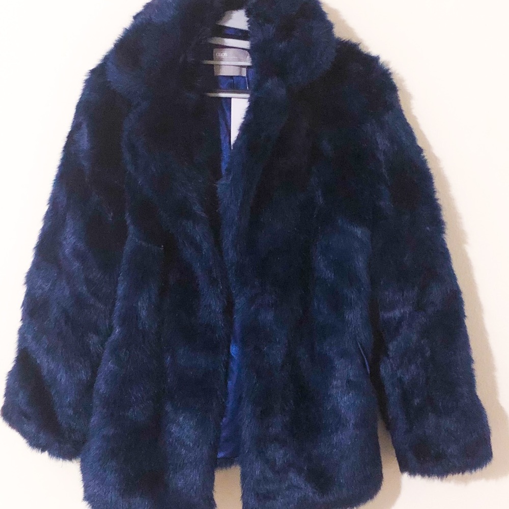 Asos Faux Fur Blue Coat NWT